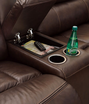 Family Circle - Dark Brown - 4-Piece Power Reclining Sectional With Laf Power Reclining Loveseat With Console