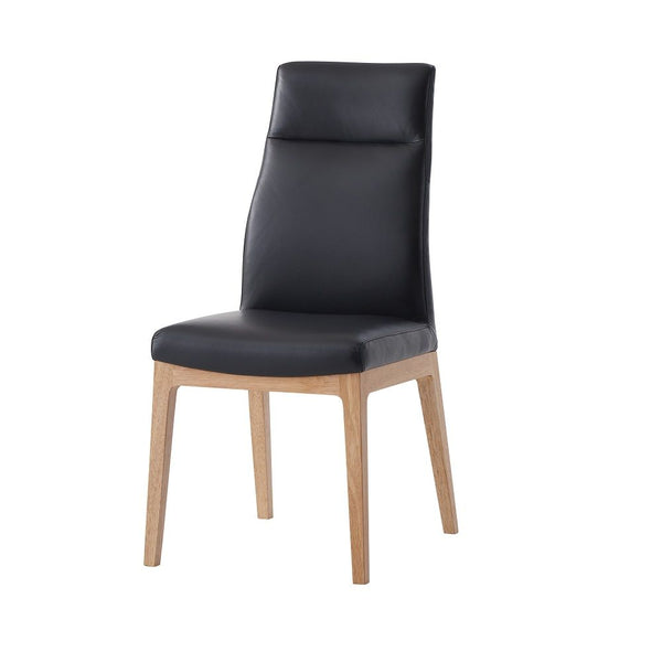 Top Grain Leather Upholstered Seat & Back Cushion Wooden Legs