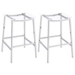 Updated to reflect the carefree contemporary style you crave, this set of two bar stools uses modern materials and finishes to bring a crisp look. Perfect for casual seating at a bar table or counter, these stools are lightweight yet sturdy. Gleaming chro