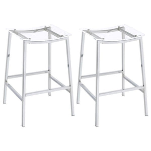 Updated to reflect the carefree contemporary style you crave, this set of two bar stools uses modern materials and finishes to bring a crisp look. Perfect for casual seating at a bar table or counter, these stools are lightweight yet sturdy. Gleaming chro