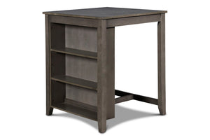 Gia - Counter Table With 2 Chairs & Storage Shelf - Gray