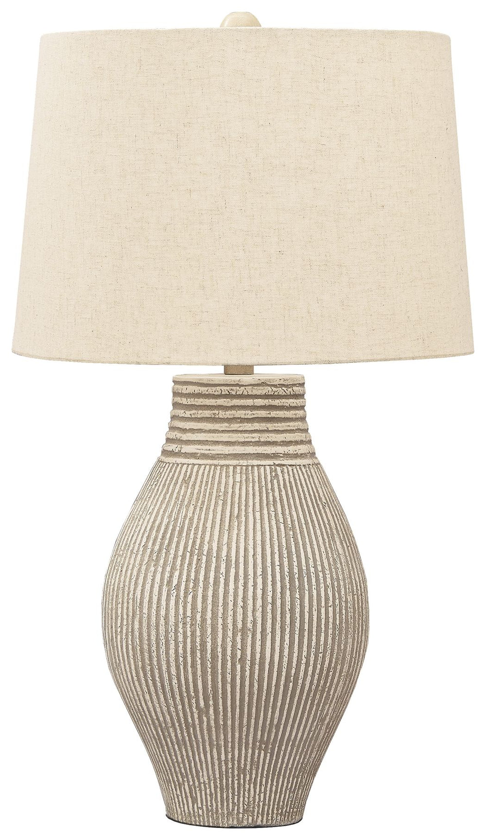 With its textural elements and neutral hues, this table lamp is a natural fit for so many spaces. Paper composite base with organic texture feels wonderfully at home.<br><br><b>Additional Dimensions</b><br><ul><li>Shade: 0-"</li><li>Base: 0-"</li><li>Cord