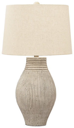 With its textural elements and neutral hues, this table lamp is a natural fit for so many spaces. Paper composite base with organic texture feels wonderfully at home.<br><br><b>Additional Dimensions</b><br><ul><li>Shade: 0-"</li><li>Base: 0-"</li><li>Cord