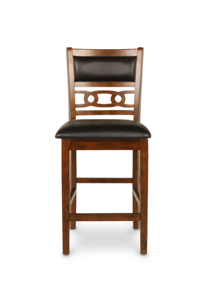 Gia - 3 Piece Dining Set (Counter Drop Leaf Table & 2 Chairs) - Brown - Faux Leather
