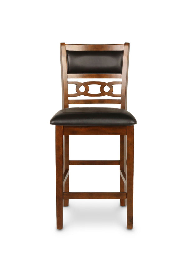 Gia - 3 Piece Dining Set (Counter Drop Leaf Table & 2 Chairs) - Brown - Faux Leather
