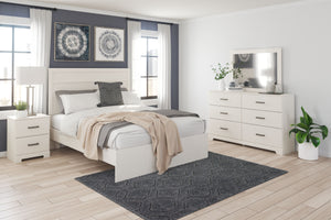 White finish with subtle replicated woodgrain. Large dark pewter color handles with an aged appearance accent cases. Side roller glides for smooth operating drawers. Mouldings across headboard give a thick planked look. Twin (53) and full (55) headboards 
