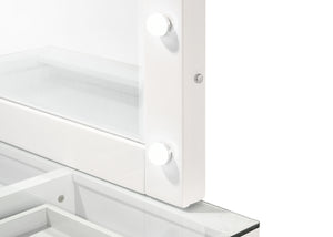 Morgan - Vanity Desk With Glass Top And LED Mirror - White