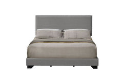 Solid color accent and ultra-sleek minimalist associate your bedroom with a modern aesthetic. Warm and soft fabric fully covers the bed from headboard to side rails to complete a comfy casual look. Nailhead trim adds a decorative border to the headboard, 