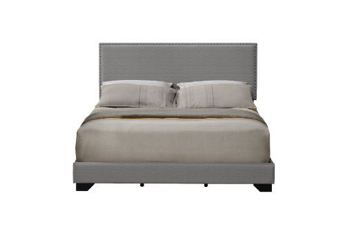 Solid color accent and ultra-sleek minimalist associate your bedroom with a modern aesthetic. Warm and soft fabric fully covers the bed from headboard to side rails to complete a comfy casual look. Nailhead trim adds a decorative border to the headboard, 