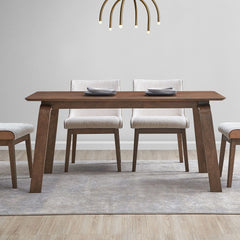 Fixed Table Top Bent Wood Legs Design Natural Finish Style
