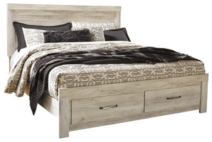 Bellaby - Whitewash - King Platform Bed with 2 Storage Drawers