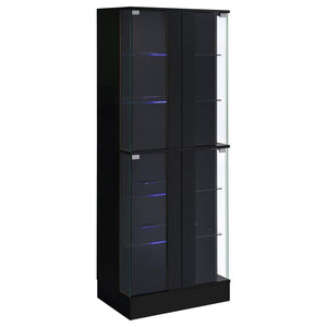 Cabra - 4-Door LED Curio Display Cabinet - Black High Gloss