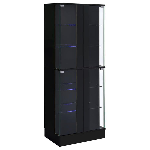 Cabra - 4-Door LED Curio Display Cabinet - Black High Gloss