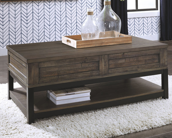  this coffee table with a spring-lift top is the perfect accent for your rustic re