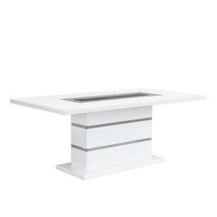 Marvelous and glamorous, the Elizaveta dining table is one to leave guests speechless. Featuring horizontal stripes of embedded faux crystals on the base that glimmer from every angle. The beautiful tabletop is just as impressive, with the same faux diamo