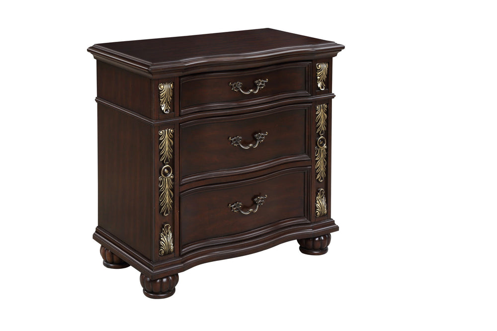 The Royal Classics Maximus 3-Drawer Nightstand in Madeira Brown is a perfect blend of timeless design and exceptional craftsmanship. Constructed from solid poplar and premium birch veneers, this heirloom-quality piece is built to last, offering enduring b