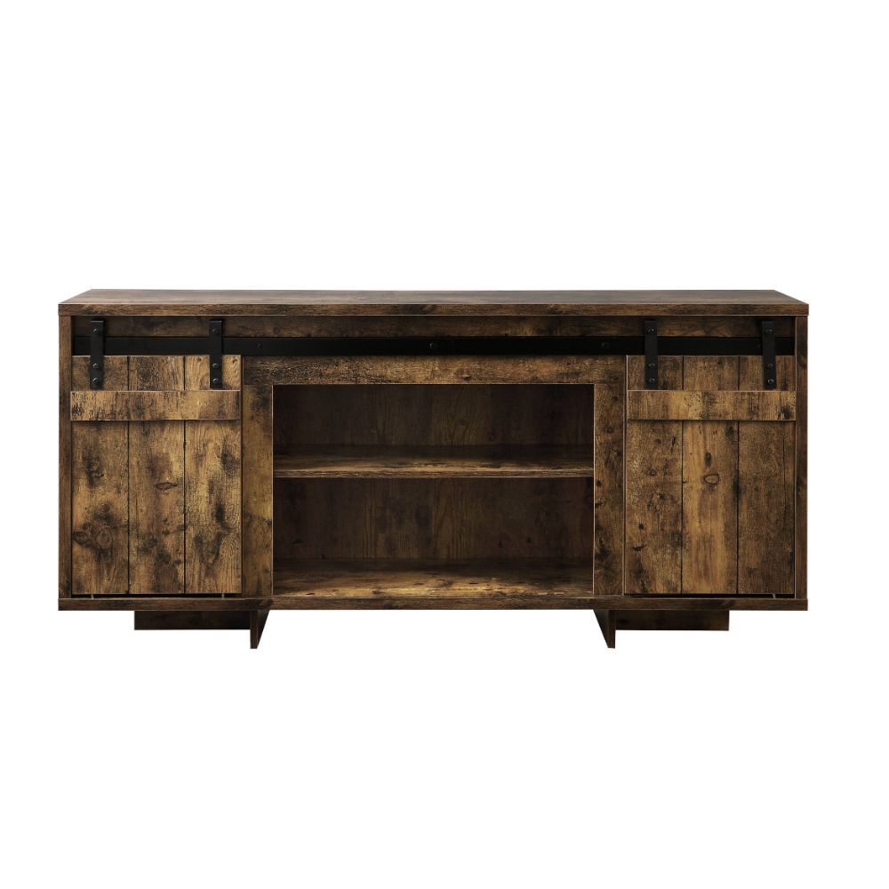 KD, Rectangular TV Stand Storage: 2 Sliding Barn Doors, 2 Media Compartments ( 1 Wooden Shelf) Max. Recommended TV Size: 60-Inch Flat Screen Back Panel with Pre-Cut Holes for Cord Mgmt (x# Holes) CONSTRUCTION] Wooden Case-Frame: Wood (Rbw), Hollow-core, P