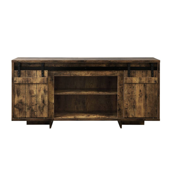  Rectangular TV Stand Storage: 2 Sliding Barn Doors