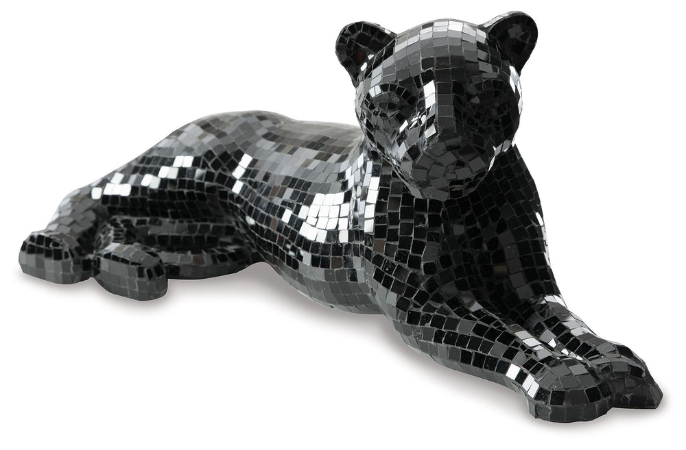 Decorate your home with this iconic mixed-media sculpture. Handcrafted with a mosaic glass and paper composite, this panther will add an exotic element to any space. Create a fierce look in your bedroom, or a luxurious allure in your living room, with thi