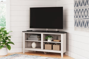  this TV stand is right in tune with your relaxed approach to high style. Beautifully shaped to nestle into any corner