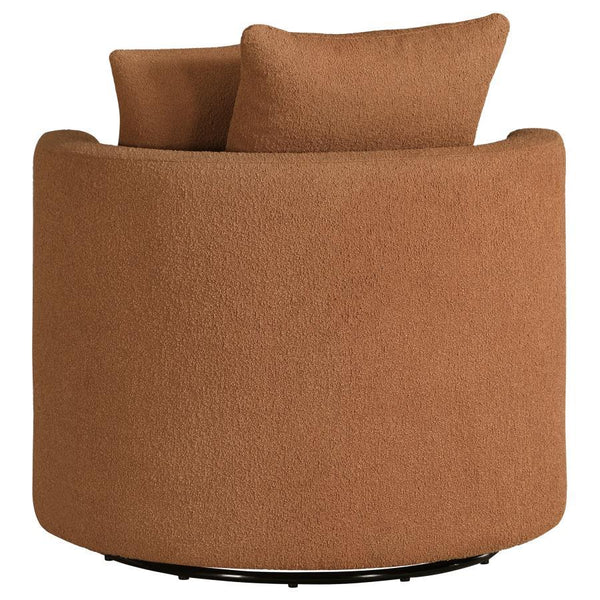 Debbie - Upholstered Swivel Accent Chair - Burnt Orange