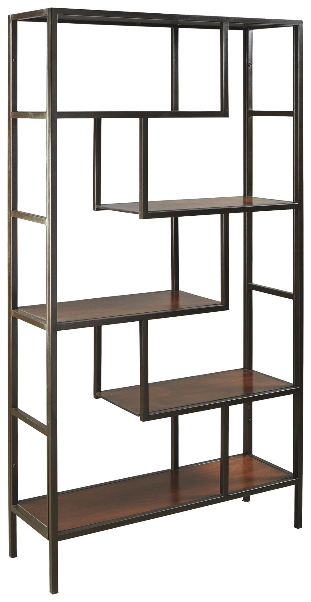 This bookcase is for the geometry lover. Five fixed shelves at various angles create gorgeous negative space in your room. Itâ€™s sleek and contemporary with quality construction. Youâ€™re going to love propping up your books in style.<br><br><b>Additiona