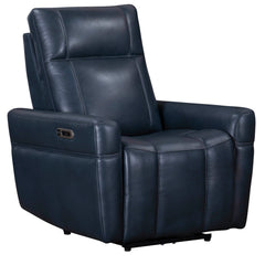 Discover Bradford, a comfortable zero-gravity power recliner with an adjustable headrest. Its stylish top-grain leather, double-piped seams on the arms, and single-piped seams on the footrest give this recliner an upscale look. With USB and USB-C ports on