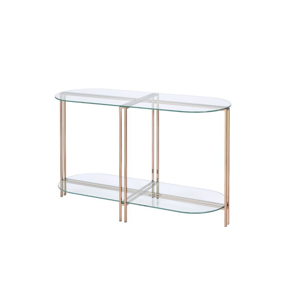 Veises - Sofa Table - Champagne - 47-"<br/><br/><b>Product Features</b><ul><li>Case: 1Pc/1Ctn</li><li>Finish: Champagne</li><li>Style: Contemporary</li><li>Materials: Metal, Glass</li></ul><br/>