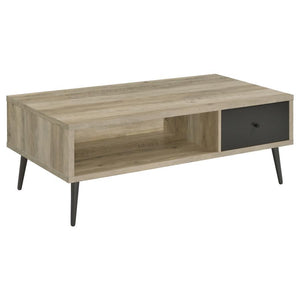 Go retro with a pleasing look in casual interior design, adding a tasteful and practical coffee table. This wood cocktail table fits beautifully in an easy-living family room or living room, offering a versatile palette. A rectangular silhouette is tastef