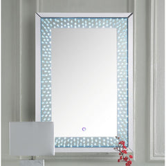 Assembled, Accent Wall Decor w/LED Light â€¢ Trim Frame: Beveled Mirrored Finish, MDF, Mirror Interior Size: 21-" x 37-" â€¢ Faux Crystals Inlays & 4mm Clear Glass â€¢ Back Panel: Black Finish â€¢ Shape: Rectangular â€¢ Orientation: Portrait (Vertical)<br