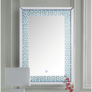 Assembled, Accent Wall Decor w/LED Light â€¢ Trim Frame: Beveled Mirrored Finish, MDF, Mirror Interior Size: 21-" x 37-" â€¢ Faux Crystals Inlays & 4mm Clear Glass â€¢ Back Panel: Black Finish â€¢ Shape: Rectangular â€¢ Orientation: Portrait (Vertical)<br