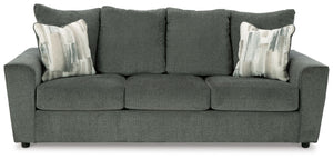 Whatâ€™s new in neutrals? Shades of gray, of course. Embrace the sophisticated design trend with this gorgeous sofa, which offers a clean-lined, contemporary style at a comfortably cool price. Sure to lift your spirits, the plush chenille fabric is fabulo