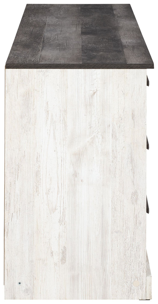 Shawburn - White / Black / Gray - Six Drawer Dresser