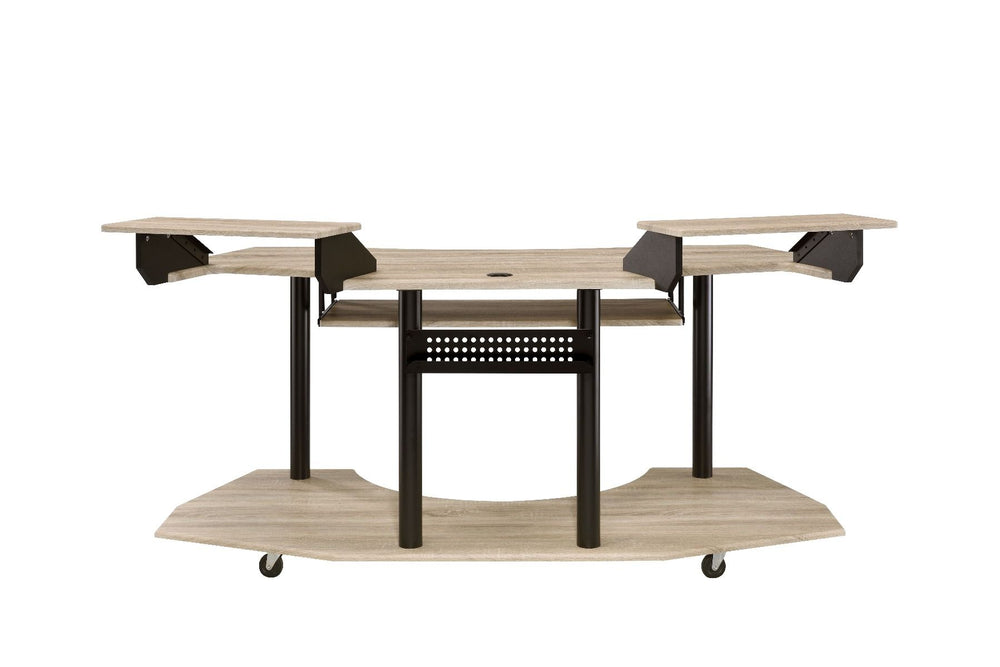 With no detail left unnoticed, this Eleazar Music Recording Studio Desk provides excellent functionality and versatile organizing options. With an extensive desk top design, plenty of workable surface area is left. The multi-funtion hutch is perfect for d