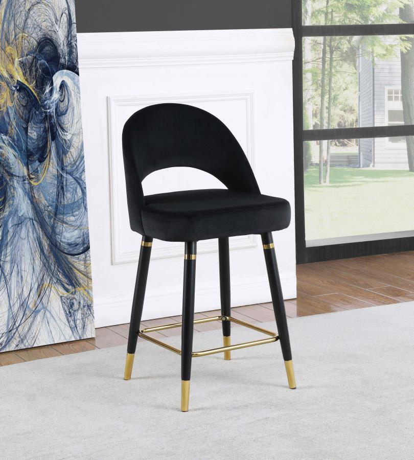 Add a touch of retro-inspired elegance to your dining area with this stylish counter height chair, featuring an elegant bucket-style seat that embodies Mid-Century modern charm. Wrapped in luxurious velvet, each chair provides a supportive, long-lasting s