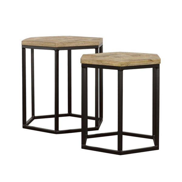  these tables showcase the natural wood grain for a warm