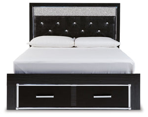 Kaydell - Black - Queen Upholstered Glitter Panel Storage Bed