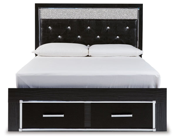 Kaydell - Black - Queen Upholstered Glitter Panel Storage Bed