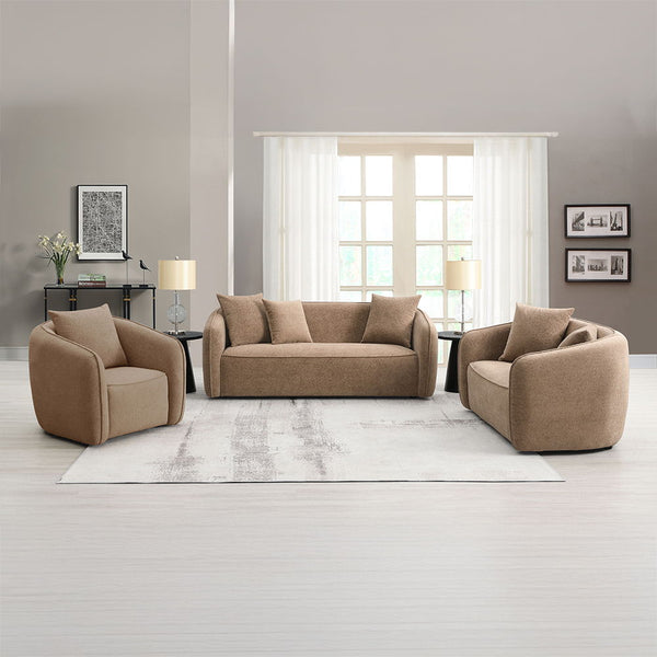 Keith - Sofa With 3 Pillows - Brown Chenille