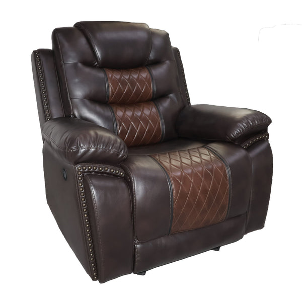Experience the ultimate in comfort with the Nikko Glider Recliner with Power Footrest and Hidden Cup Holders in brown. Crafted with long-lasting construction, the frames are made from hardwoods and plywood, ensuring a stable and durable seating experience