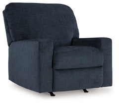 Looking to make a bold statement with color? Liven up your living room with this rocker recliner. Its trend-right navy blue upholstery adds a playful pop of color to your decor. Pairing posh style with everyday comfort, this piece is a welcome addition to