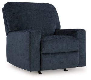 Looking to make a bold statement with color? Liven up your living room with this rocker recliner. Its trend-right navy blue upholstery adds a playful pop of color to your decor. Pairing posh style with everyday comfort, this piece is a welcome addition to