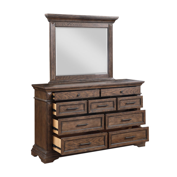  this dresser ensures robust durability. Its rich walnut finish