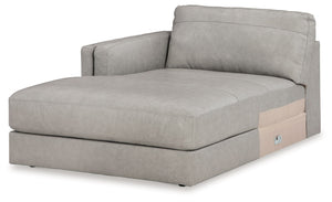 This left-arm facing corner chaise is made with a combination of 100% top grain leather and faux leather upholstery. Pairs with other items in the series to make a sectional.<br><br><b>Additional Dimensions</b><br><ul><li>Arm height: 26-"</li><li>Seat dep