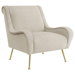 With a stylishly curvy silhouette, this accent chair offers an artisan approach to furnishings in your custom casual or semi-formal space. Embellish a living room or family room with a chic chair creating palette versatility and a romantic ambiance. Relax