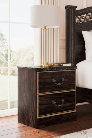  this nightstand offers a grand design accented with rich hues and eye-catching details. Stately from every angle