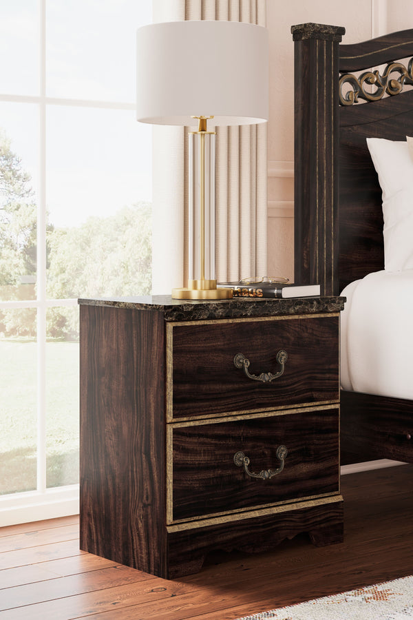  this nightstand offers a grand design accented with rich hues and eye-catching details. Stately from every angle