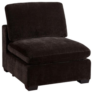 Bring a touch of modern elegance to your living space with this armless chair, a key component in creating a versatile and stylish sectional. Upholstered in soft, smooth fabric, this chair blends seamlessly into both contemporary and transitional decor se