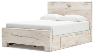 Lawroy - Light Natural - Queen Panel Bed With 2 Under Bed Storage Units