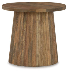 Show off your trend-right sensibilities with this contemporary accent table. Designed for the modern tastemaker, the solid wood piece wows with a fluted base. This organic beauty can be used on its own or grouped with other pieces in the collection. Howâ€